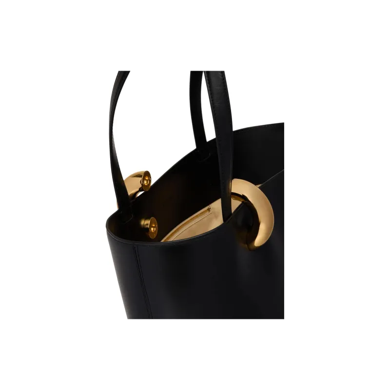 Jacquemus Leather Handbag, Shoulder Bag Medium Size Women's Black-3