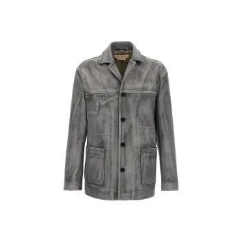 MARNI Vintage-Effect Leather Biker Jacket
