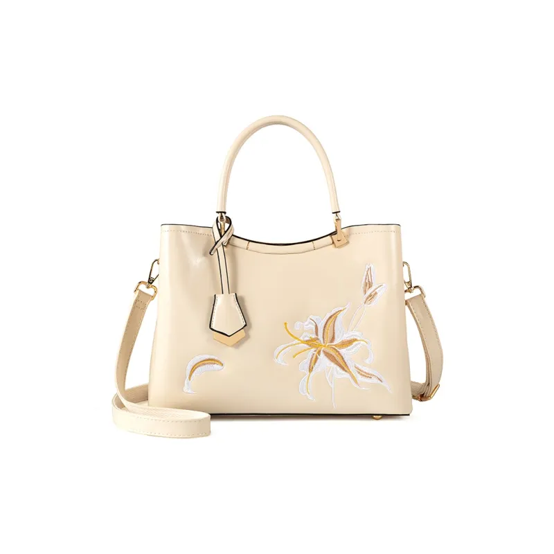 Vigno Synthetic Leather Handbag, Tote Bag, One Shoulder, Crossbody Bag Regular Women's Ecru-1