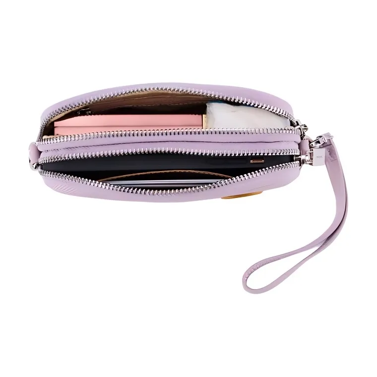 DEERE JACK Cow Leather Crossbody One Shoulder Clutch Trumpets Unisex Light Purple-3