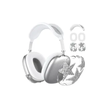 IXN Compatibility AirPodsma Silicone Sparkling Diamond Stars Transparent Headphone Protective Cover
