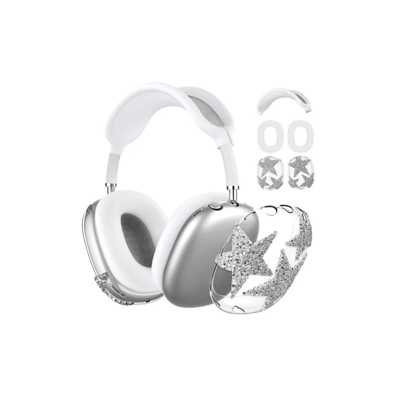IXN Compatibility AirPodsma Silicone Sparkling Diamond Stars Transparent Headphone Protective Cover-0