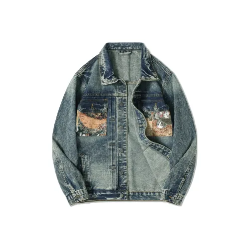 SANTASTIC Denim Jacket Men's Snowflake Blue