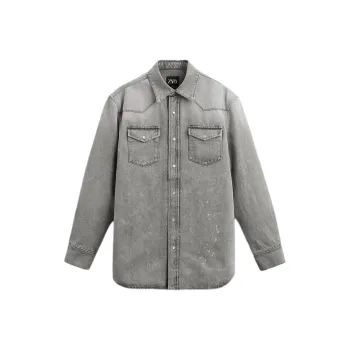 ZARA Denim Jackets Men Gray