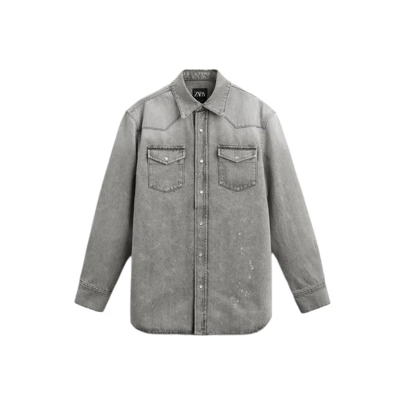ZARA Denim Jackets Men Gray-0