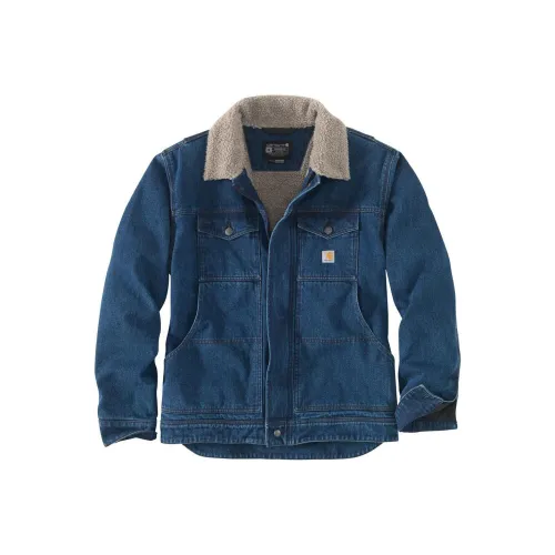 Carhartt 105478 Denim Sherpa Lined Jacket Denim Jackets Relaxed Fit Men's Beech/Blue
