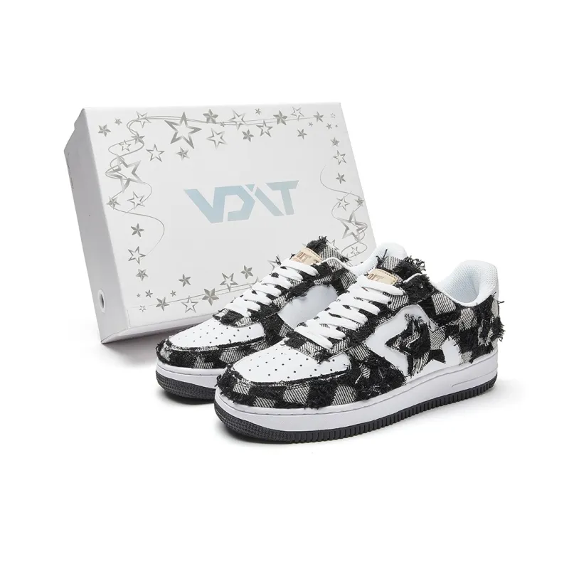 VOIT Coverage Balance Height Increase Low Top Skateboard Shoes Unisex Black White-0