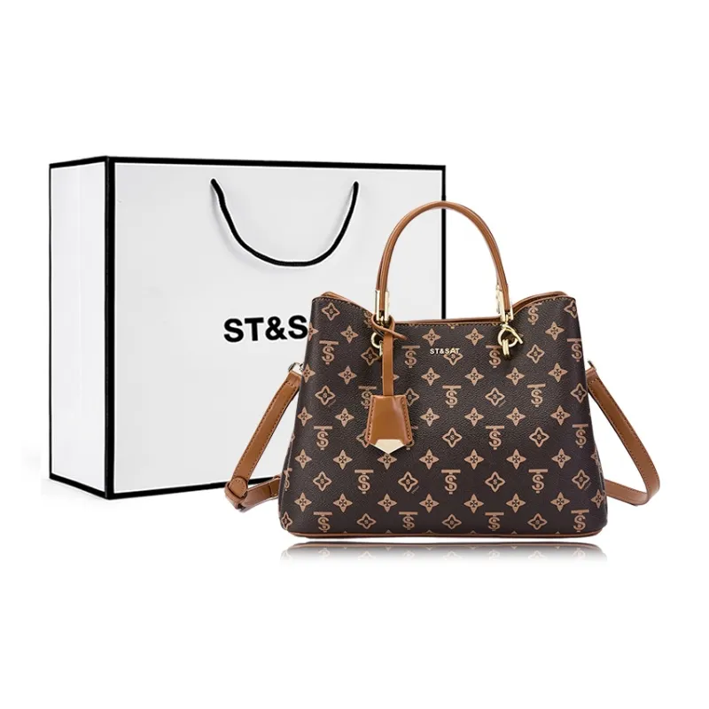 ST&SAT PVC Tote Handbag Regular Women's Coffee-0