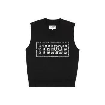 MM6 Maison Margiela Numeric Intarsia V Neck Knitted Vest