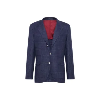 Brunello Cucinelli Single Breasted Checked Blazer