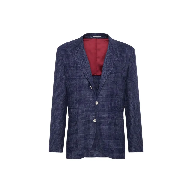Brunello Cucinelli Single Breasted Checked Blazer-0