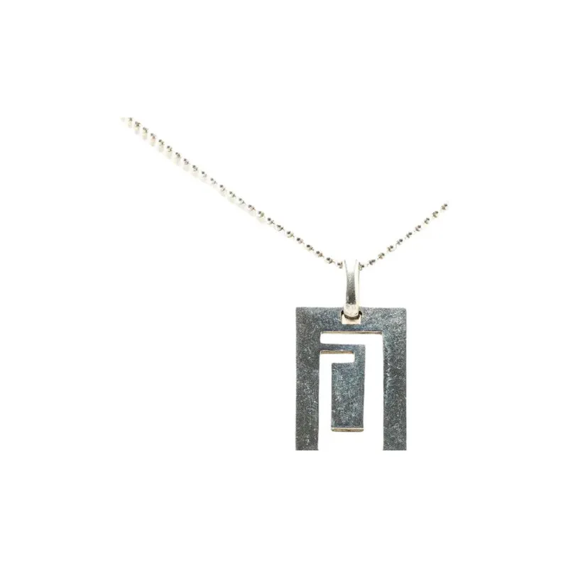 GUCCI 20th Century Sterling Silver G Bar Pendant Necklace-2