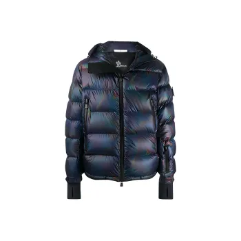 Moncler Solid Color Hooded Down Jacket Men's Dark Blue