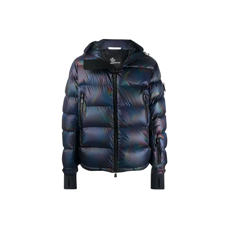 Moncler Solid Color Hooded Down Jacket Men's Dark Blue-0