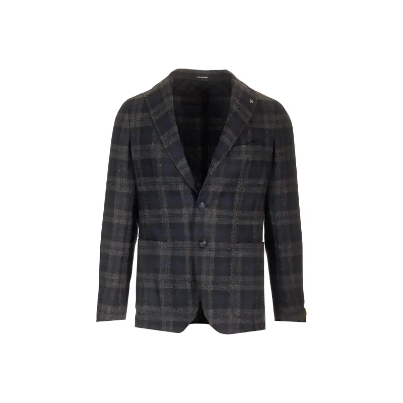 Tagliatore Montecarlo Single Breasted Checked Blazer-0