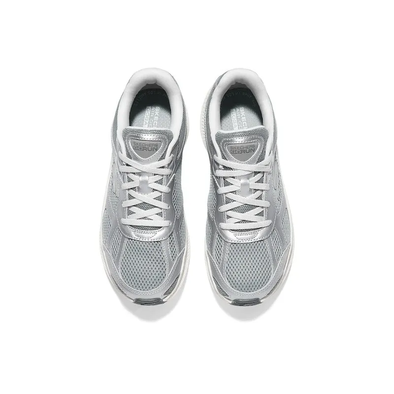 Skechers Women's GO Series Cushioning, Breathable, And Resilient Design Low Top Running Shoes Women's Silver Green-2