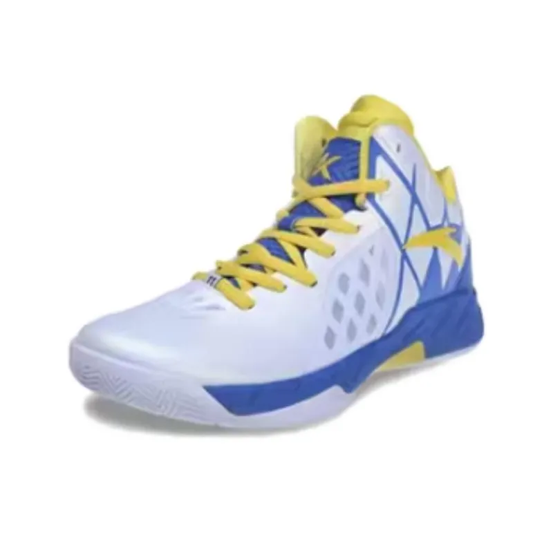 Anta Thompson KT Basketball Anti-Slip Wear-Resistant High-Top Basketball Shoes Men's White Blue Yellow-1