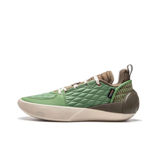LiNing Cushioned Slip Resistant Lightweight Low Top Basketball Shoes Men's Stone Moss Green