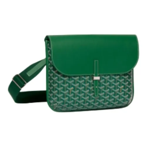 GOYARD Canvas With Calfskin Messenger Bag, Crossbody Bag, Shoulder Bag Unisex Green