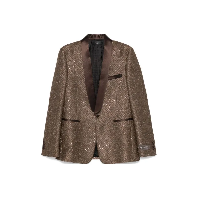 AMIRI Sequin Embellished Tweed Shawl Blazer-0