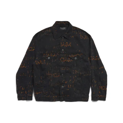 Balenciaga FW24 Denim Jacket Loose Fit Style Unisex Black