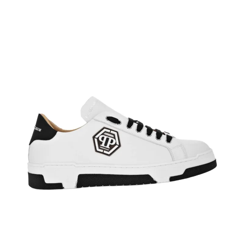 PHILIPP PLEIN Lo Top Hexagon Low Top Skateboard Shoes Unisex White-1