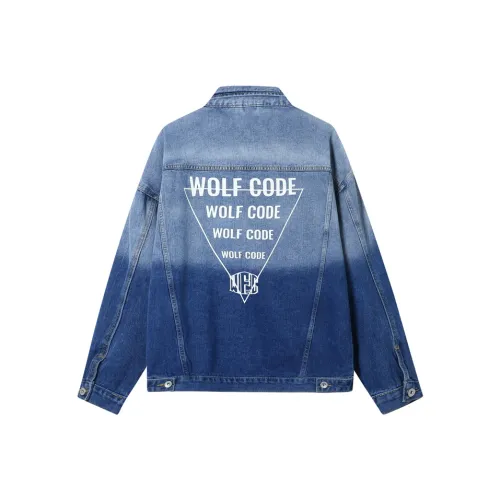 WOLF CODE Denim Jacket Unisex Blue Sky And White Clouds
