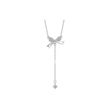 Regalrose 999 Fine Silver Bowknot Fringe Necklace Women's Silver
