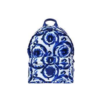 VERSACE Nylon Backpack Men's White Navy Blue