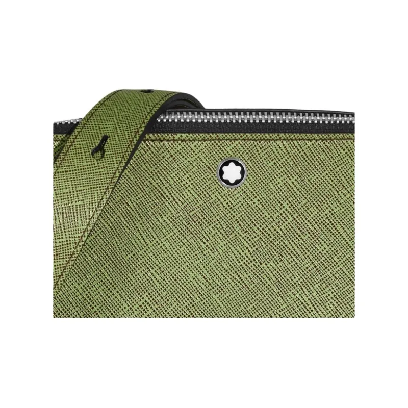 MONTBLANC Cow Leather Shoulder Bag, Crossbody Bag Unisex Lime Green & Bordeaux Red-4