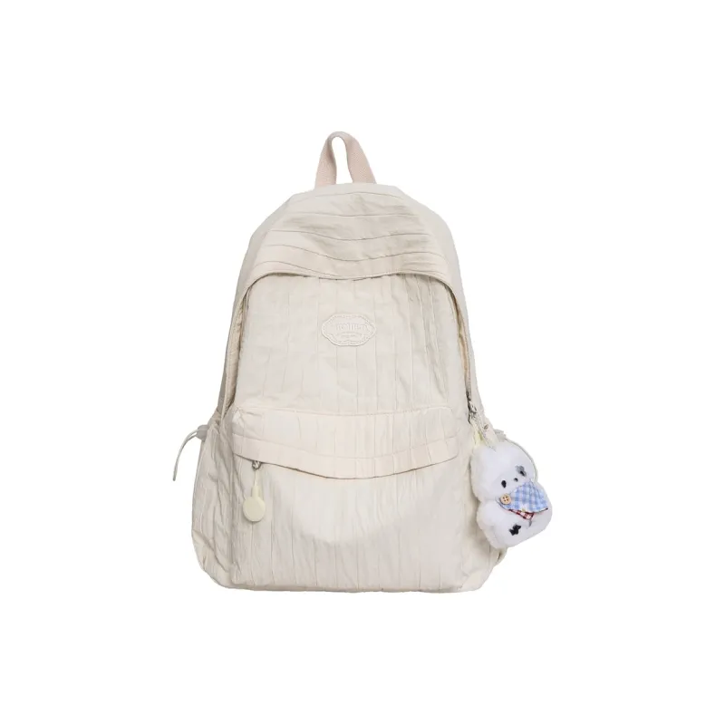 BUBM Nylon Backpack Unisex Black/Ecru/Yellow/Pink/Violet-0