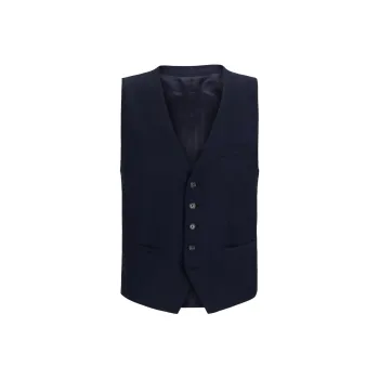 HUGO BOSS Slim-Fit Waistcoat In Virgin Wool With Stretoh Vest Men's Dark Blue
