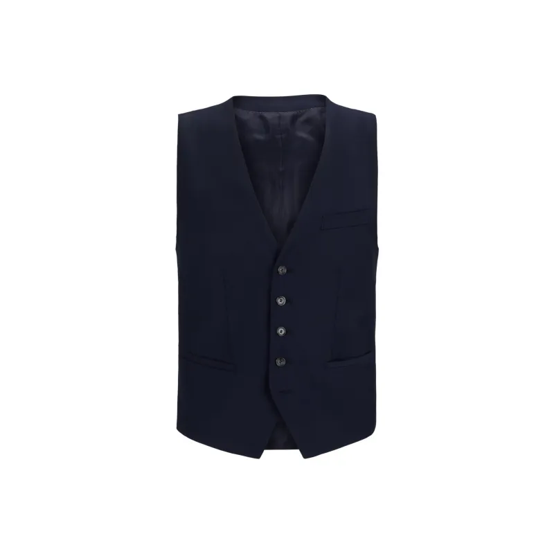 HUGO BOSS Slim-Fit Waistcoat In Virgin Wool With Stretoh Vest Men's Dark Blue-0