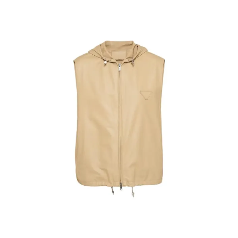 PRADA Leather Vest Vest Men's Beige-0