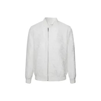 RARE FW21 Geometric Pattern Baseball Collar Long Puffer Jacket Men's White