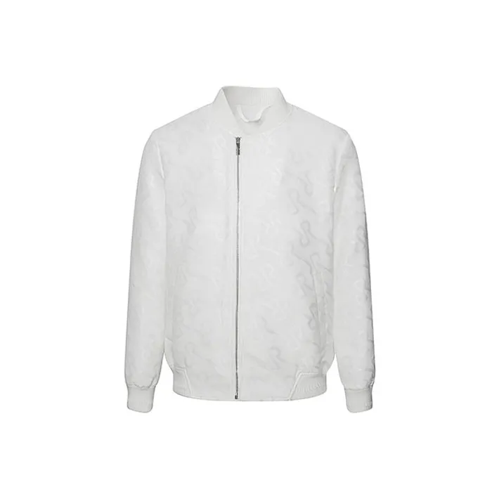 RARE FW21 Geometric Pattern Baseball Collar Long Puffer Jacket Men's White-0