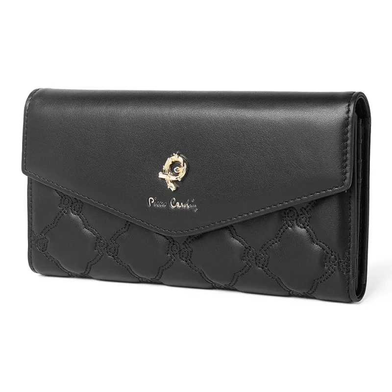 PIERRE CARDIN Top Grain Cow Leather Wallet Women's Black/Khaki/Beige-3