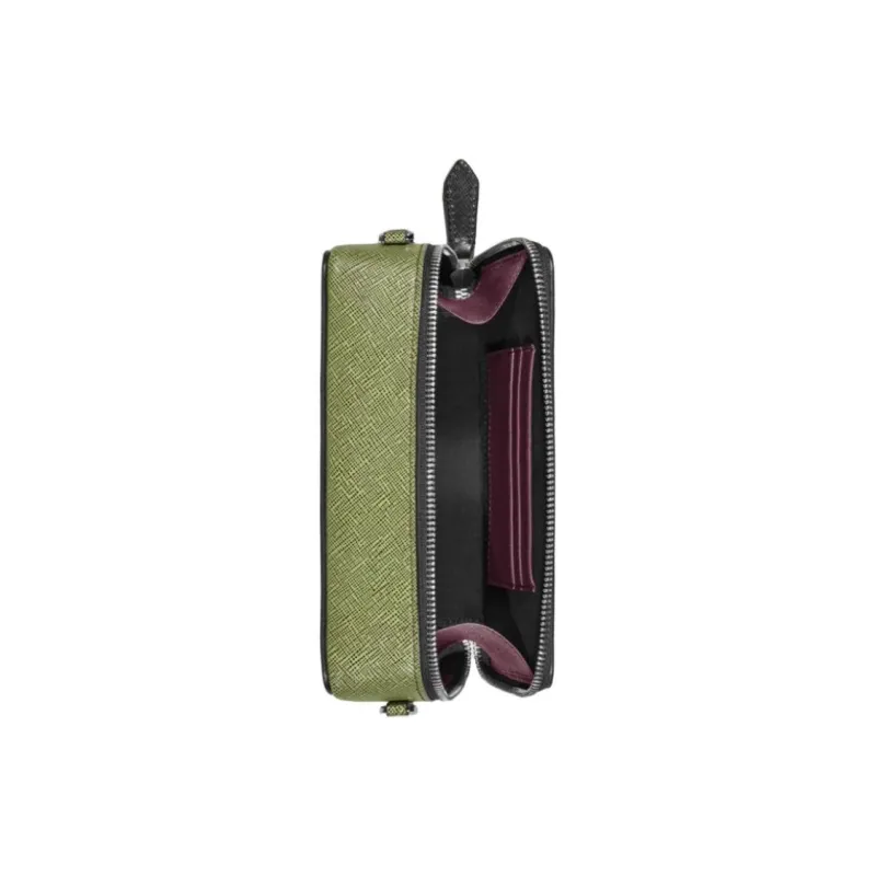 MONTBLANC Cow Leather Shoulder Bag, Crossbody Bag Unisex Lime Green & Bordeaux Red-3