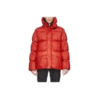 Moncler Solid Color Hooded Loose Fit Down Jacket Men's Red