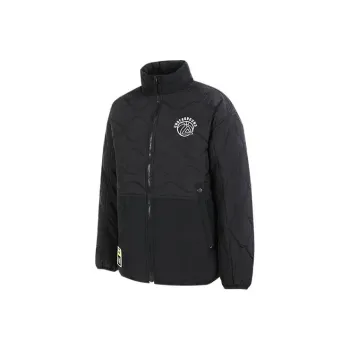 PEAK Solid Color Stand Collar Fitted Thickened Mid Length Down Jacket Men's Black
