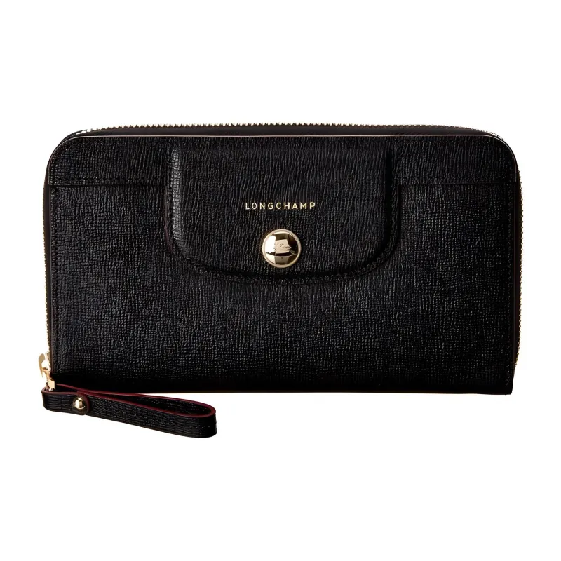 LONGCHAMP Le Pliage Cow Leather Wallet, Wallet Women's Black-0