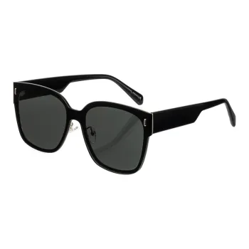 VIRDEN AERMAN TR/Memory Plastic Metal Square Sunglasses Unisex Black