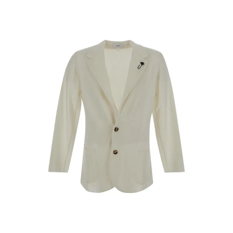 LARDINI Brooch detail Wool Blazer-0