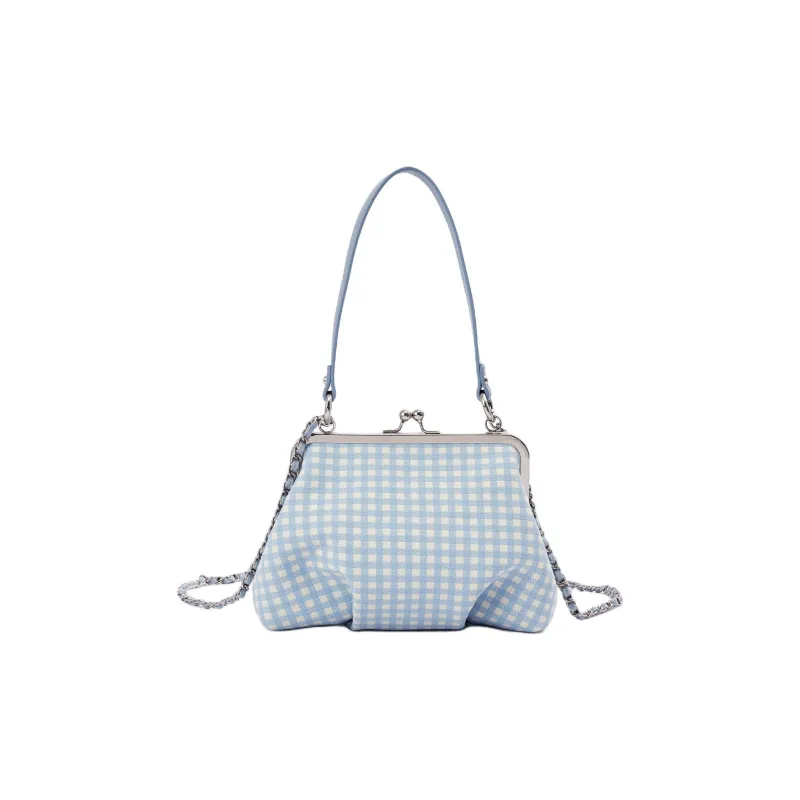 Lee Fabric Crossbody Bag, Handbag, Shoulder Bag Regular Women's Light Blue Plaid-2