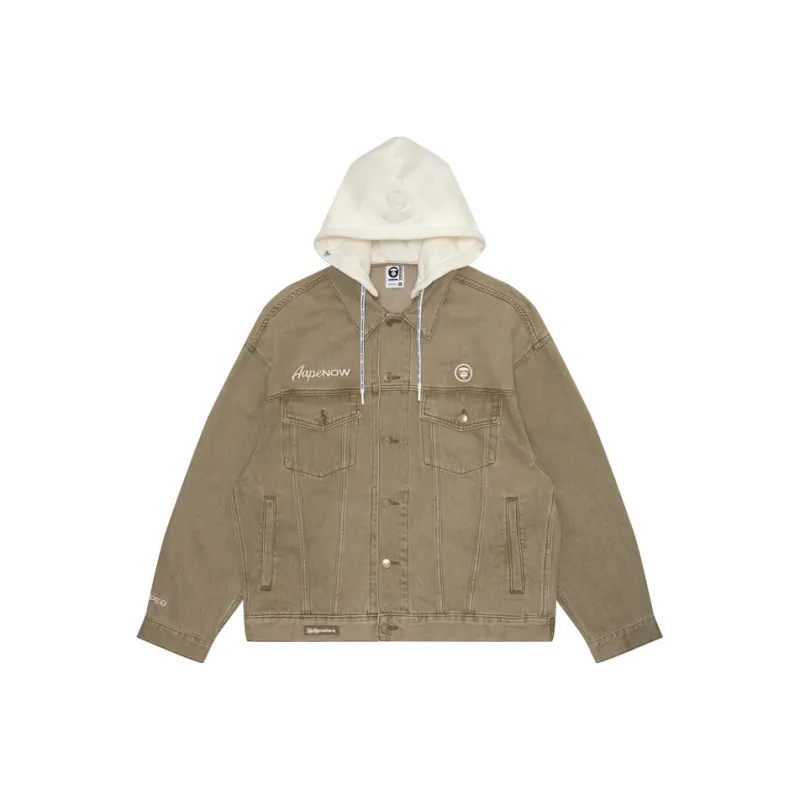 Aape By *A Bathing APE® Logo appliqué Hooded Denim Jacket-6