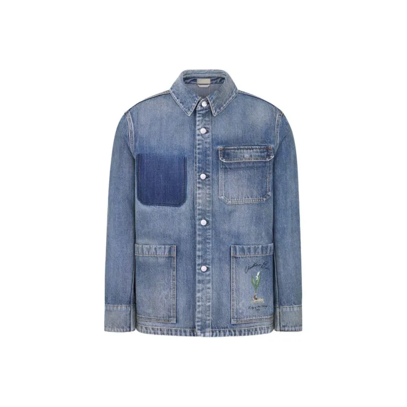 DIOR Collared Button Up Denim Jacket-0