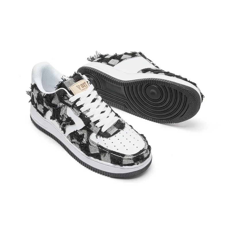 VOIT Coverage Balance Height Increase Low Top Skateboard Shoes Unisex Black White-5