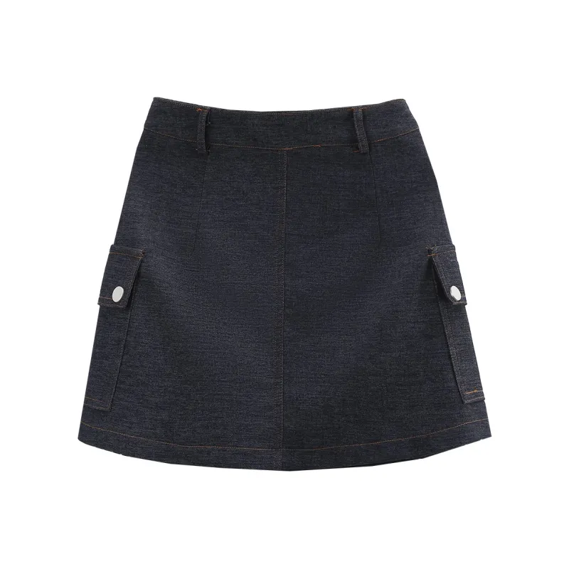 A Paradise For Awakening Casual Short Skirts Women's Denim Blue-1