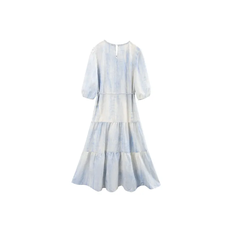 A Paradise For Awakening Short Sleeved Dress Women's Blue-1