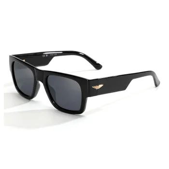 Police Plate Frame Square Sunglasses Unisex Black